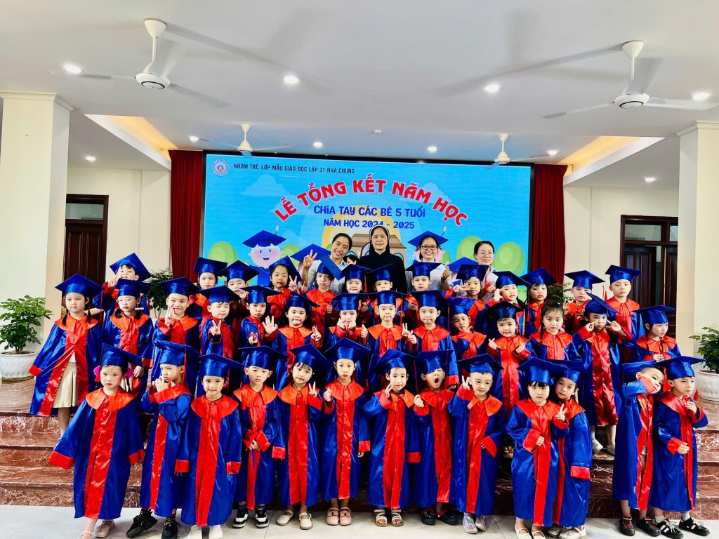 Nhóm trẻ 31 Nhà Chung tổ chức Lễ tổng kết năm học 2024 - 2025 và Lễ ra trường cho các bé khối Mẫu giáo lớn Nhóm trẻ 31 Nhà Chung tổ chức Lễ tổng kết năm học 2024 - 2025 và Lễ ra trường cho các bé khối Mẫu giáo lớn